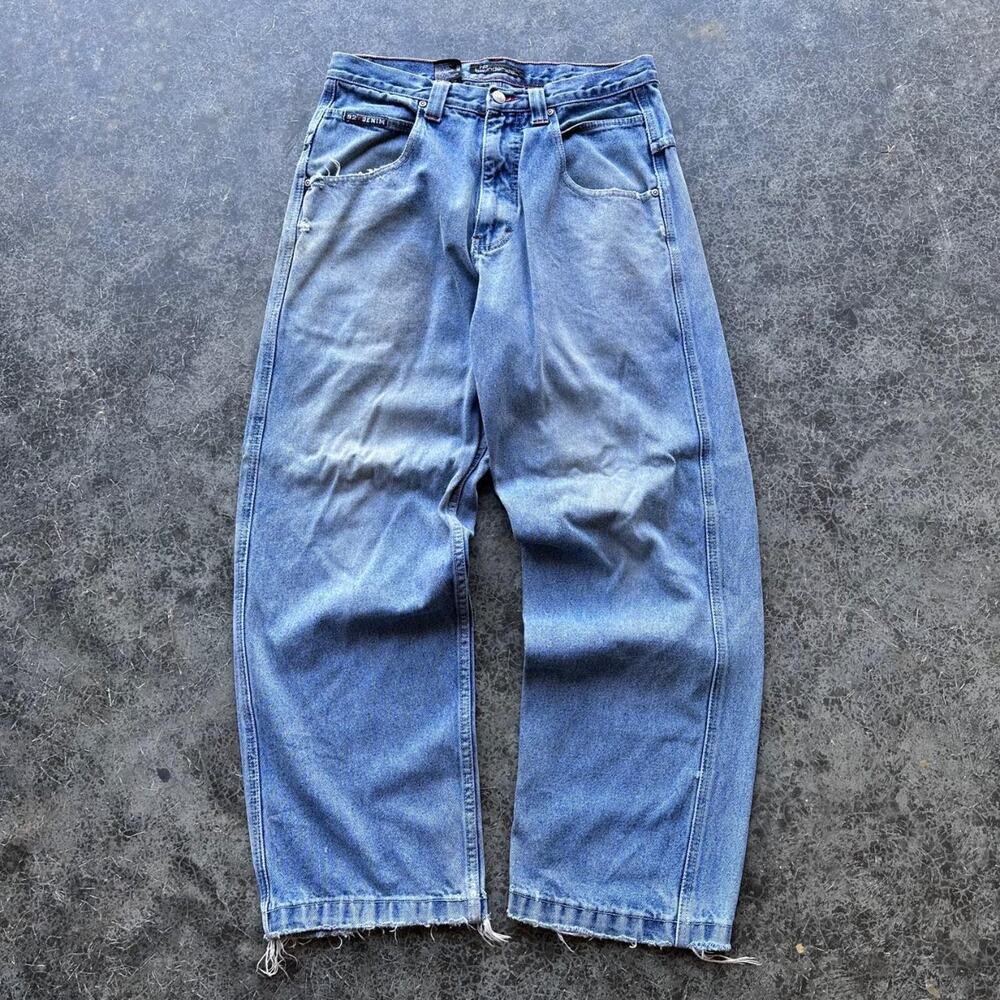 Y2K 2000s Jnco Style Dragon No Boundaries Tribal baggy Skate Jeans Pants 32x30 - Picture 2 of 8